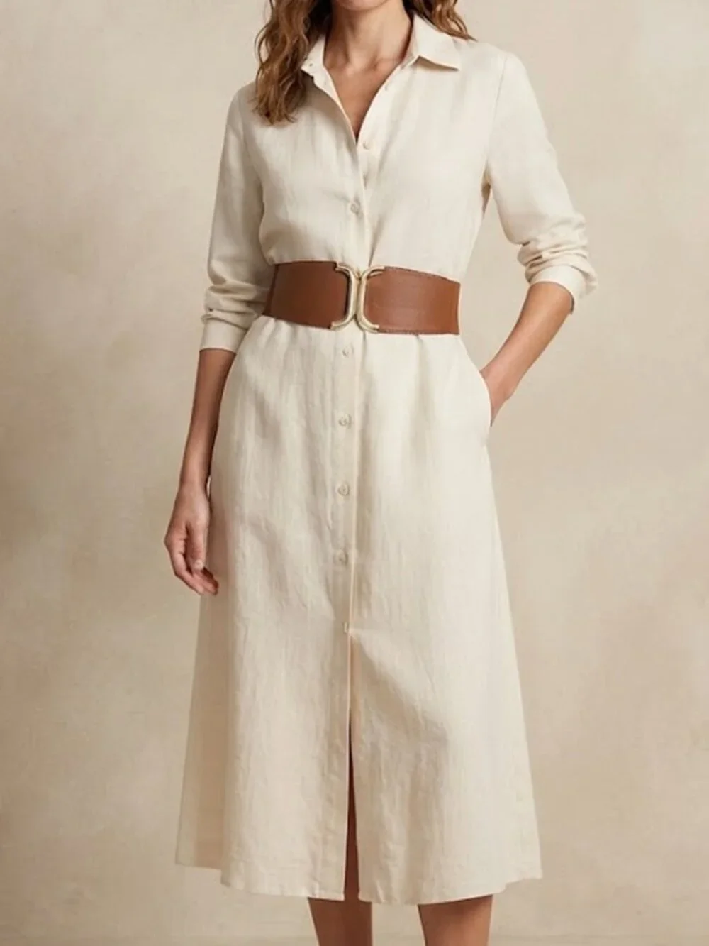 Ladies Brown Oversized Stretch Belt - 33.5 Inches